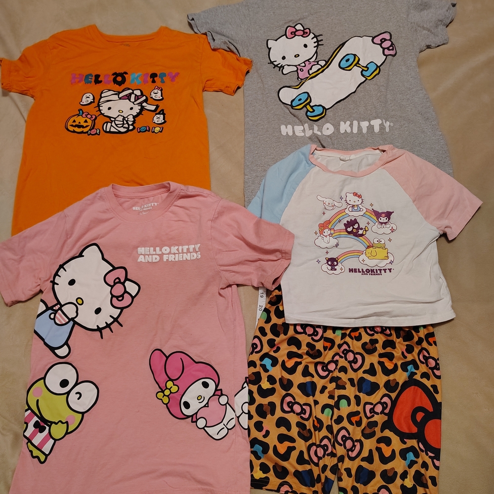 Hello Kitty & Friends 5-Piece Clothing Bundle - Shirts & Biker Shorts